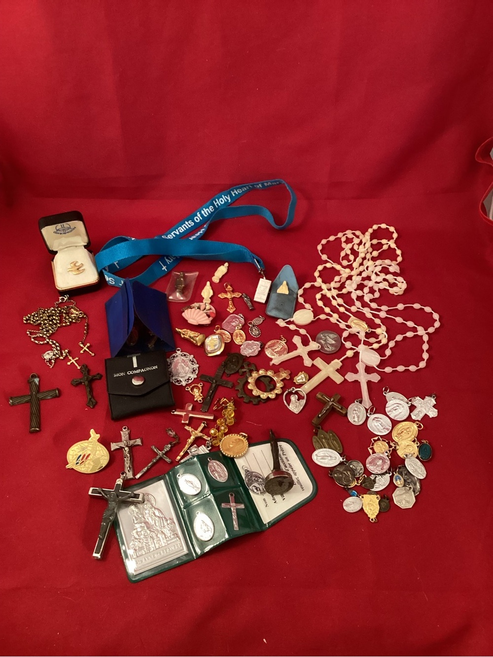 Religious Pendant, pins, rosary, Medal Assortment